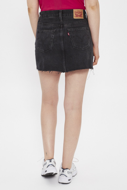 Jupe en jeans noir délavé 