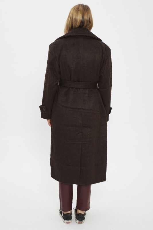 Trench coat marron en laine mélangée