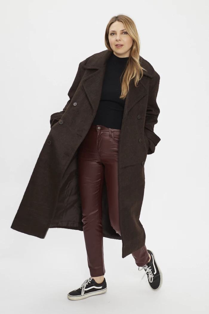 Trench coat marron en laine mélangée femme Levi's Destock Jeans