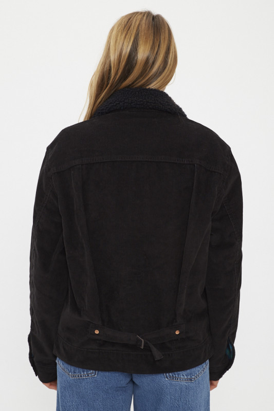 Veste trucker en velours noir