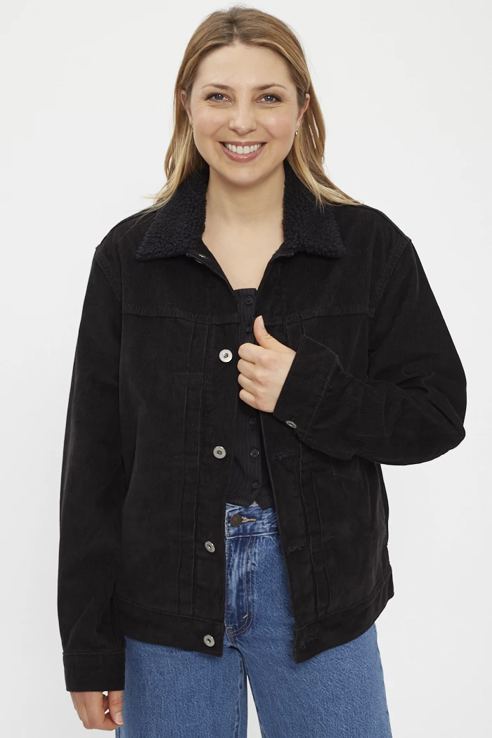 Veste trucker en velours noir femme Levi s Destock Jeans