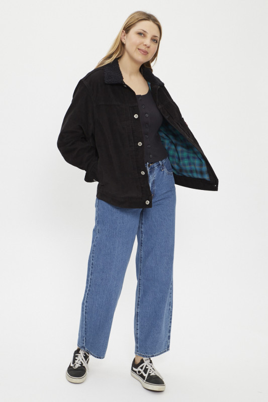 Veste trucker en velours noir femme levi's