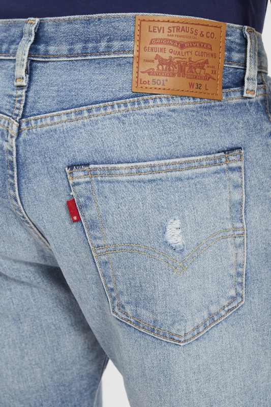 Short jeans 501 light indigo levi's coton mélangé