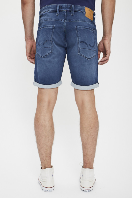 Short en jean avec revers bleu denim