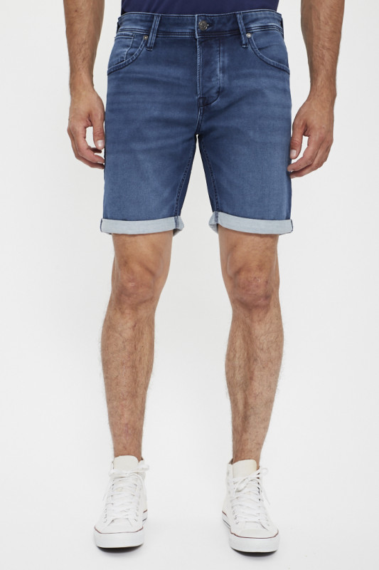 Short en jean avec revers bleu denim homme