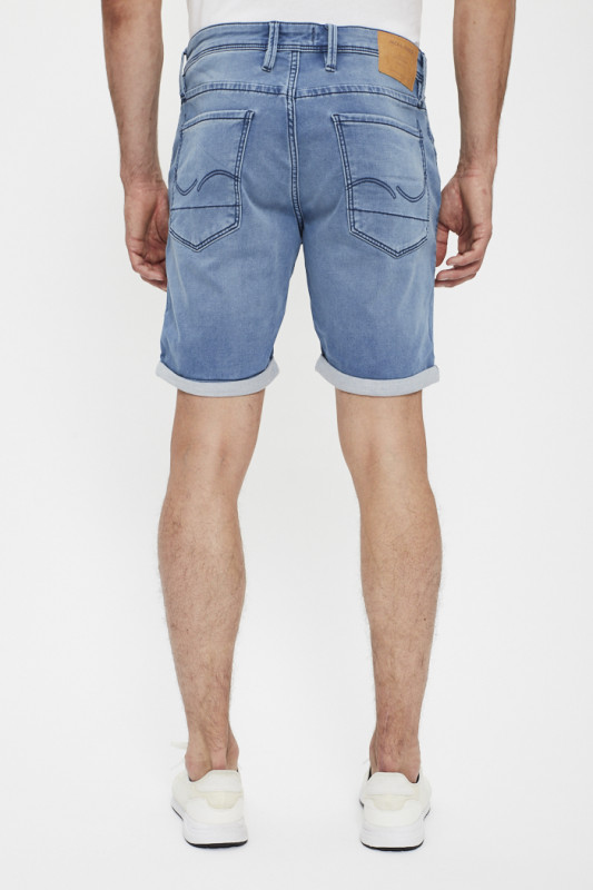 Short en jeans avec revers bleu denim homme