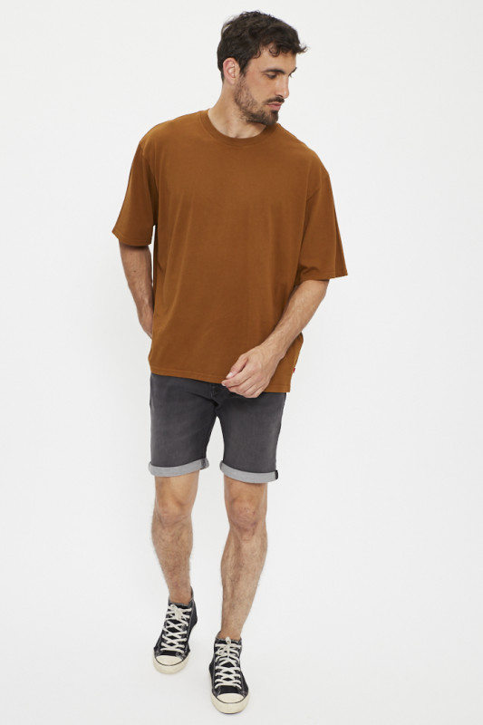 Short black denim délavé avec revers homme jack & jones