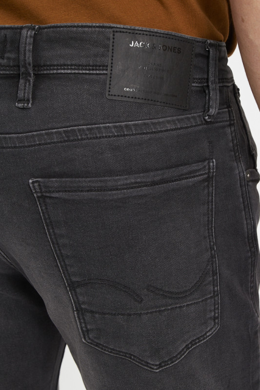 Short black denim délavé avec revers coton mélangé jack & jones