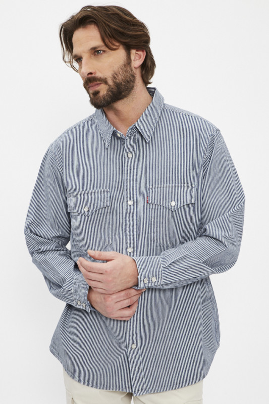 Chemise western à rayures coupe décontractée homme
