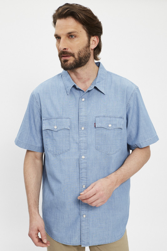 Chemise western manches courtes coupe décontractée homme