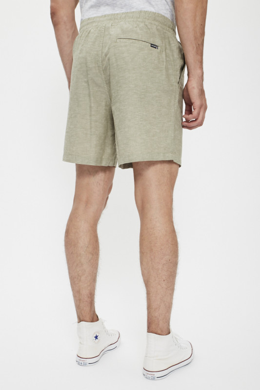 Short de jogging homme vert d'eau lin et coton