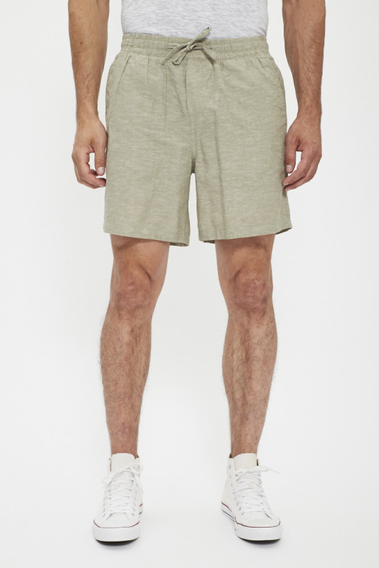 Short de jogging homme vert d'eau lin et coton homme