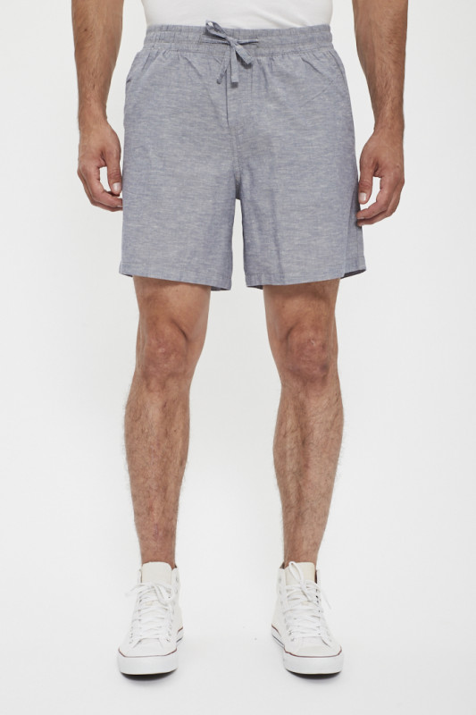 Short de jogging homme gris lin et coton homme