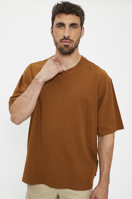 T-shirt vintage marron coupe décontractée homme