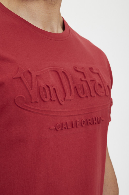 T-shirt rouge coupe regular col rond manches courtes