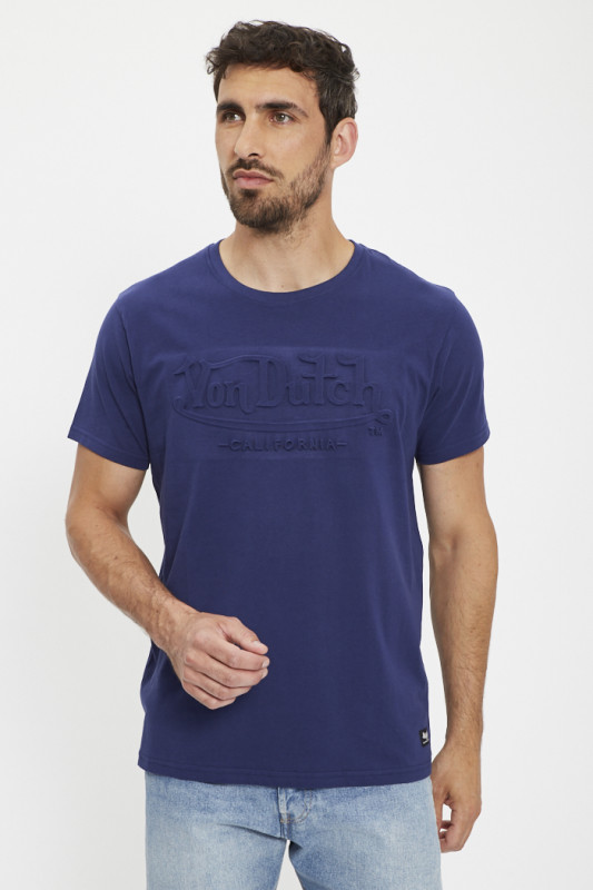 T-shirt bleu nuit coupe regular col rond homme
