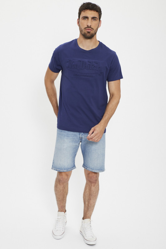 T-shirt bleu nuit coupe regular col rond Von Dutch homme
