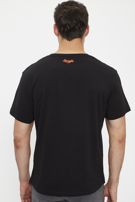 T-shirt homme Von Dutch Bruce noir logo orange