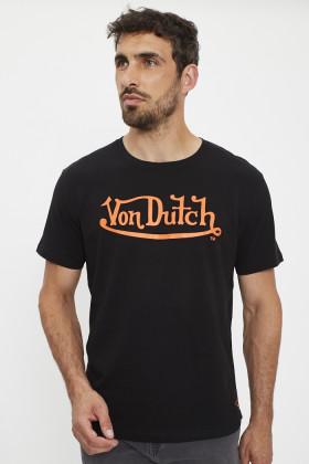 T-shirt homme Von Dutch Bruce noir logo orange homme