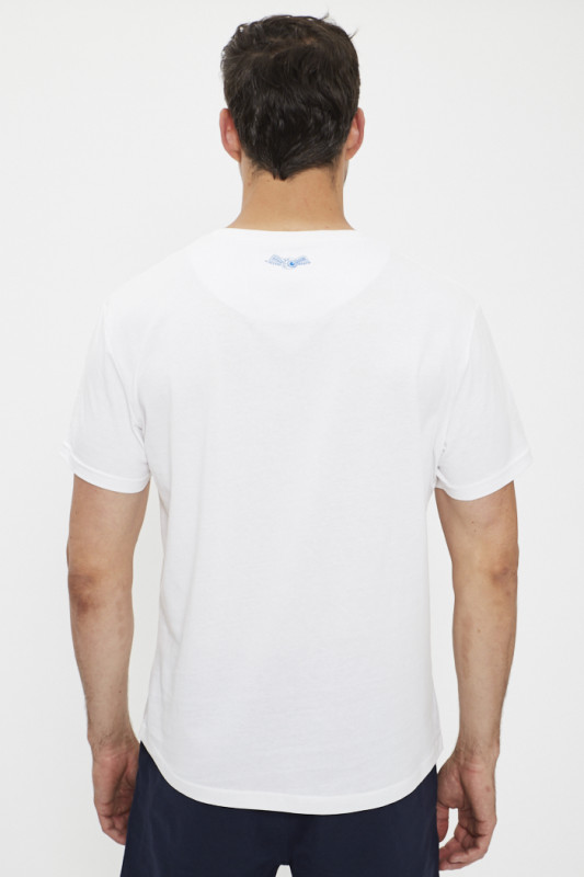 T-shirt blanc en coton modèle Bruce