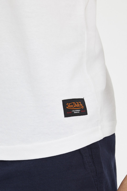 T-shirt blanc en coton modèle Bruce von dutch homme