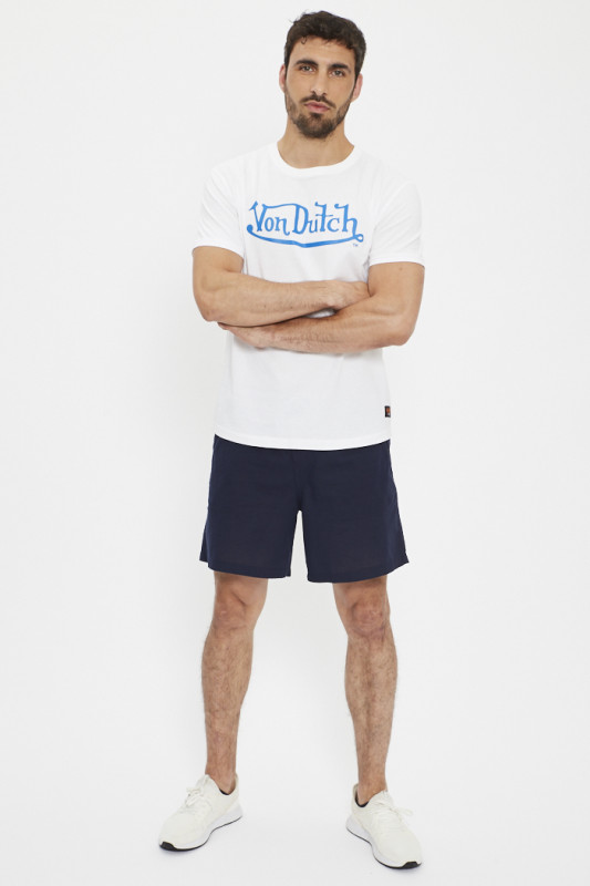 T-shirt blanc en coton modèle Bruce von dutch manchez courtes