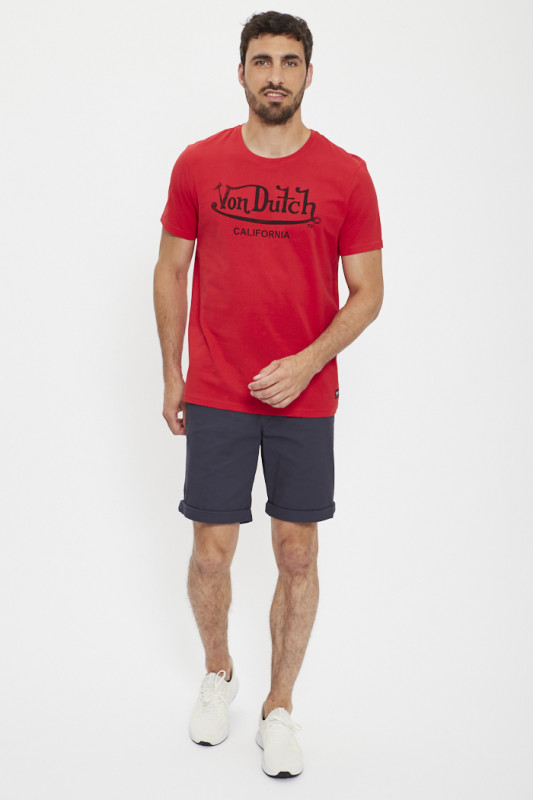 T-shirt rouge coupe regular col rond homme Von dutch