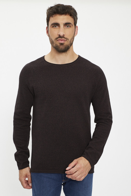 Pul col rond marron chiné