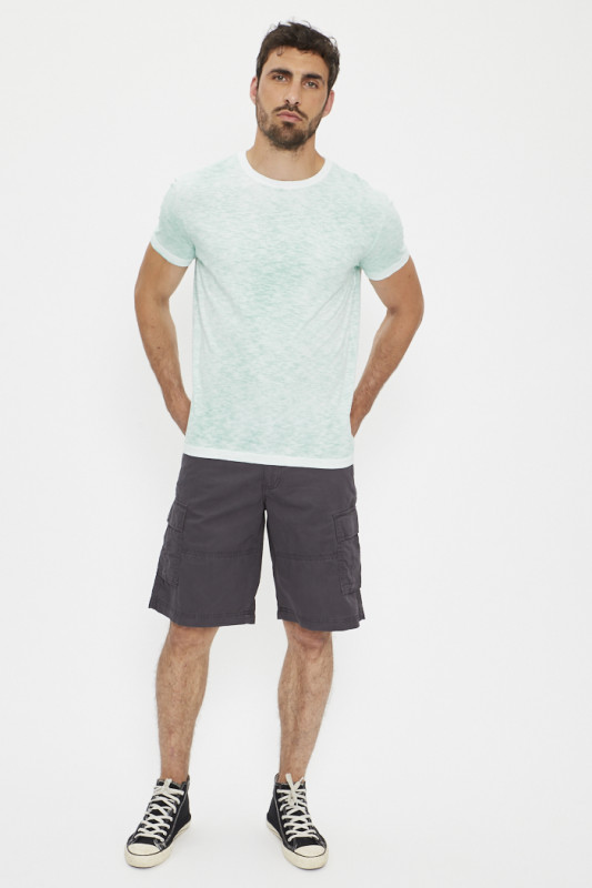 Tee Shirt Tino-A Blanc et vert Chiné homme Paname Brothers