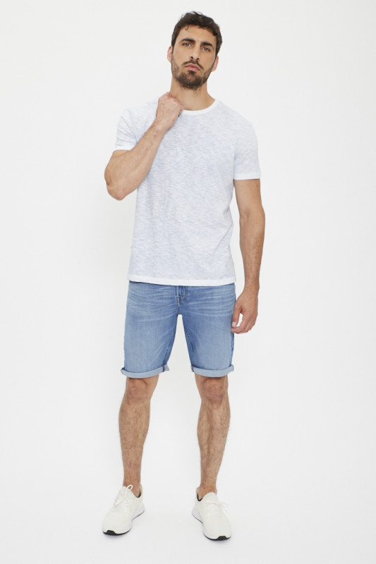 Tee Shirt Tino-A Blanc bleu Chiné paname brothers en coton