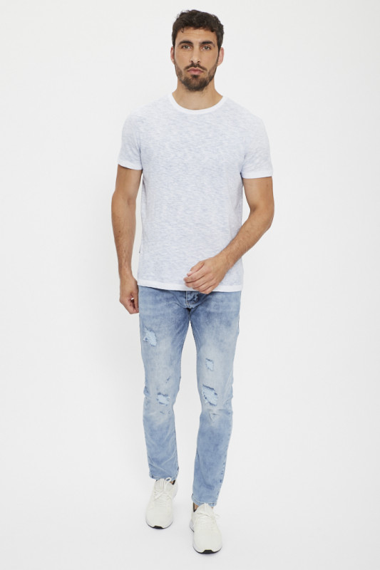 Jeans déchiré regular bleu délavé homme Project X