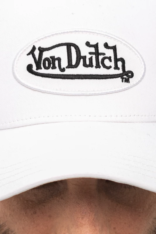 Casquette blanche von dutch logo brodé noir