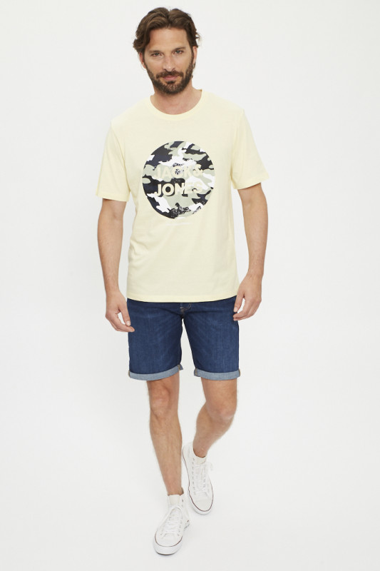 Short à revers extensible bleu denim jeack & jones