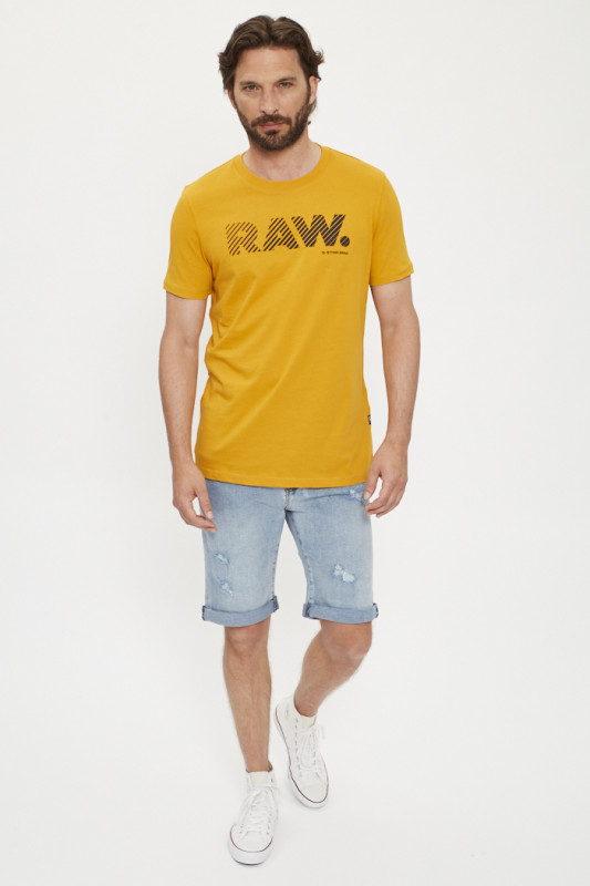 T-shirt 3d logo RAW jaune g-star en coton