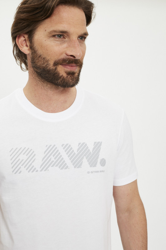 T-shirt 3D logo RAW blanc homme