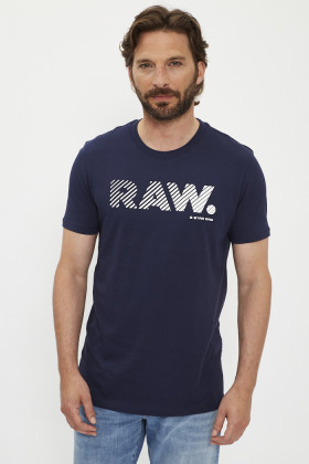 T-shirt 3D logo RAW bleu marine homme