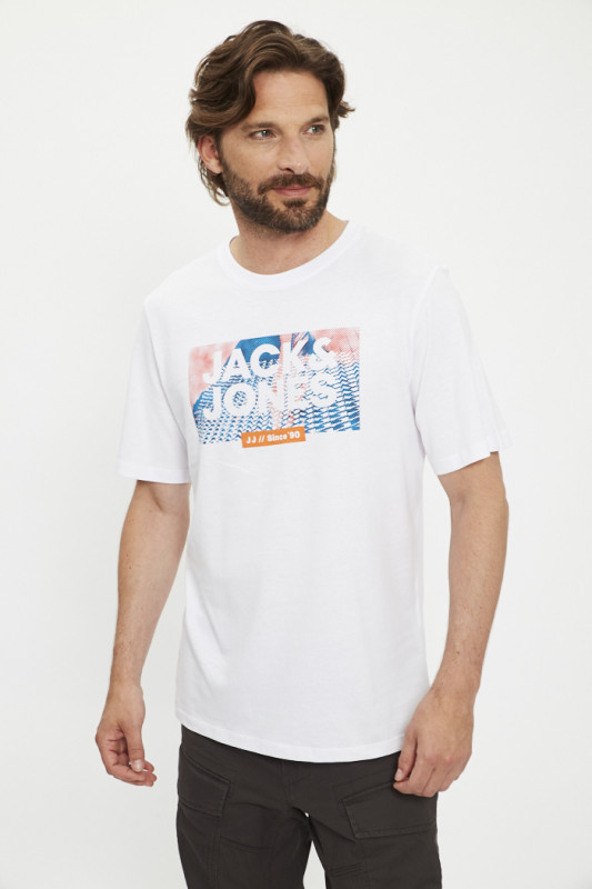 T-shirt blanc logo graphique homme