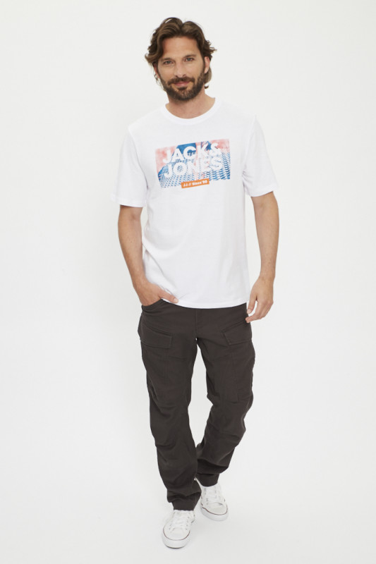 T-shirt blanc logo graphique homme Jack & Jones