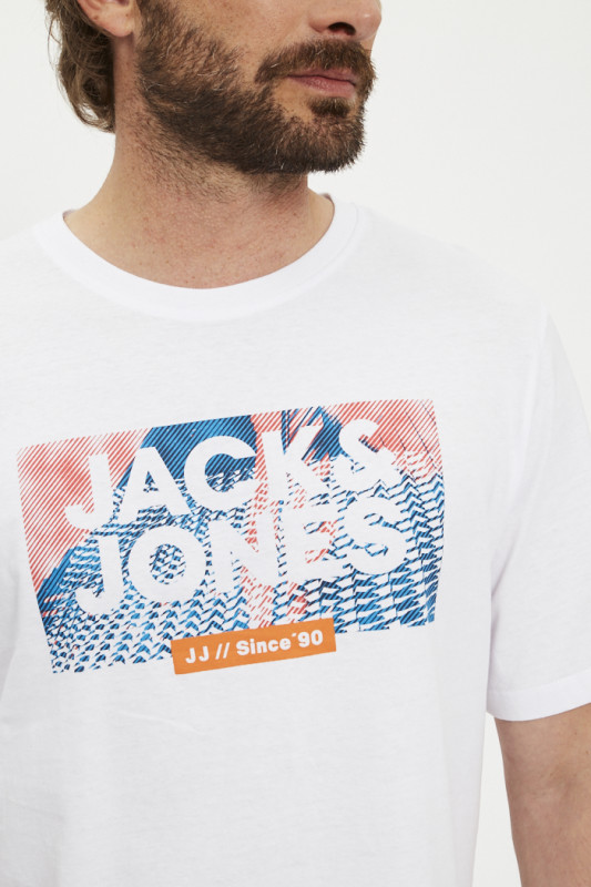 T-shirt blanc logo graphique jack & jones en coton
