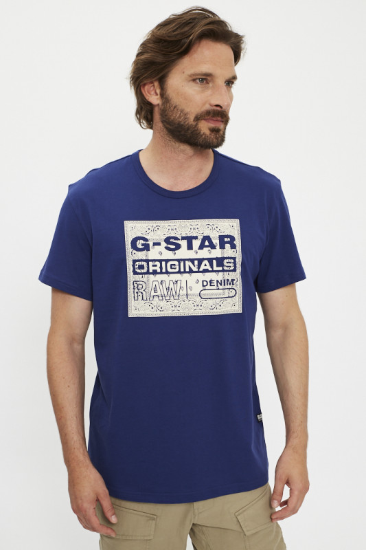 T-shirt graphique bandana bleu homme