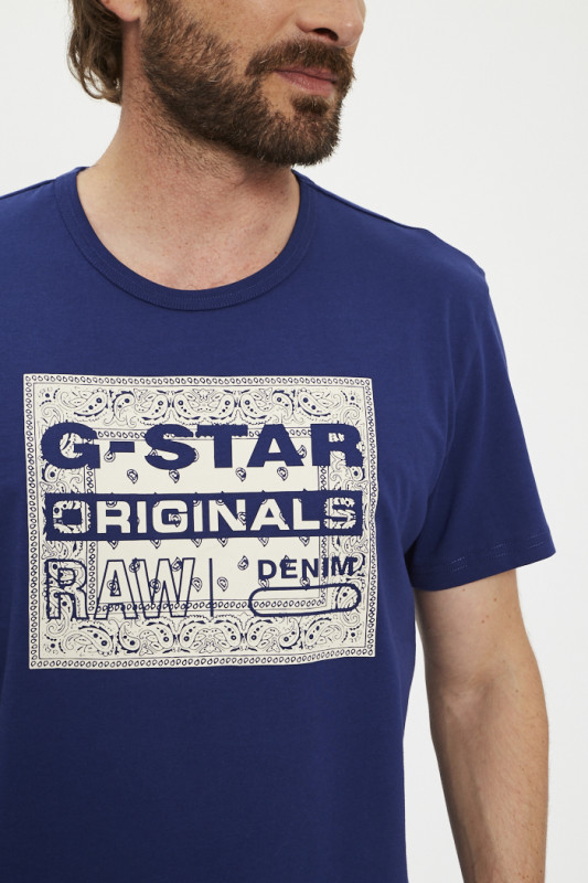 T-shirt graphique bandana bleu G-Star en coton