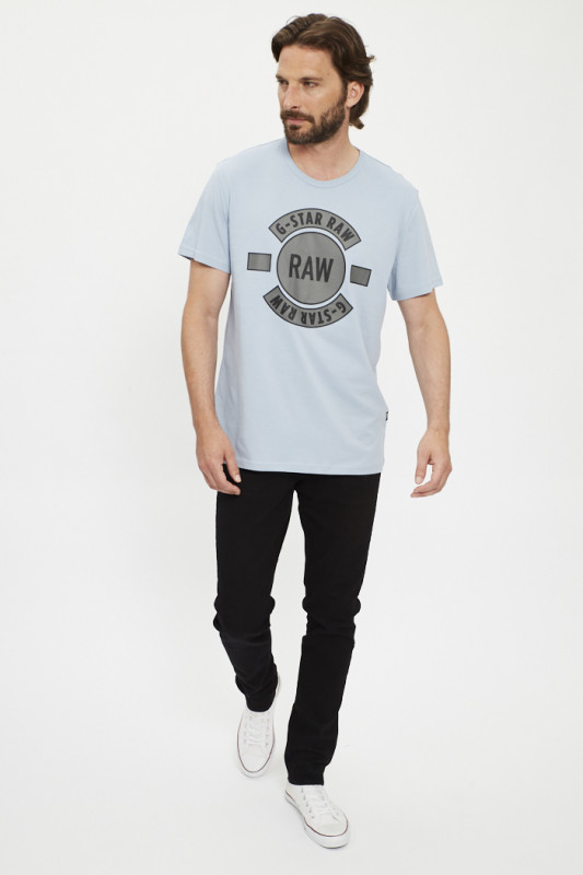 T-shirt Badge Artwork bleu ciel G-Star coton