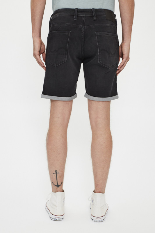 Short à revers Black Denim en coton mélangé