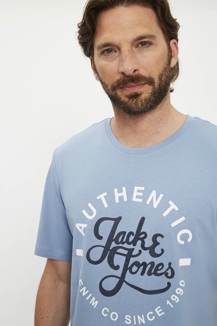 T-shirt james écriture camouflage bleu enfant - Jack & Jones