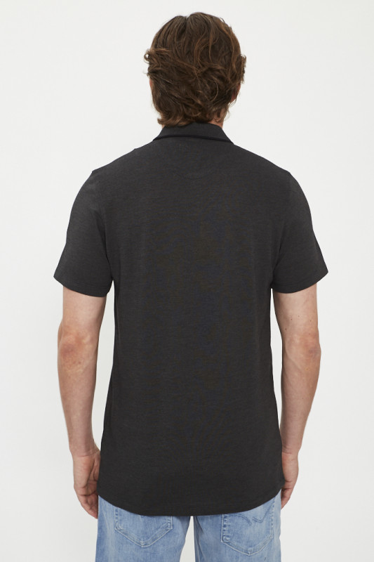 Polo anthracite effet chiné