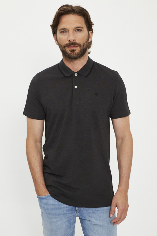 Polo anthracite effet chiné homme