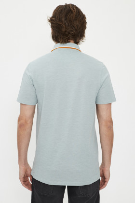 Polo bleu ciel effet chiné homme