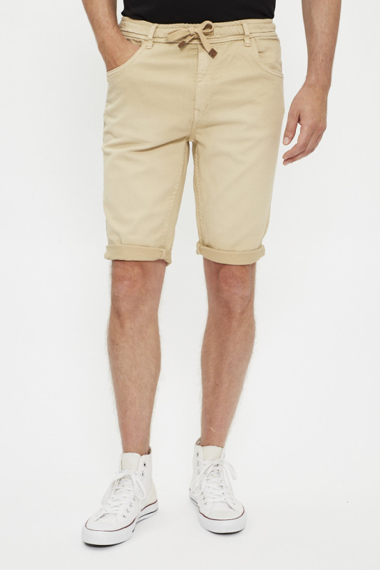 Short beige taille élastique
