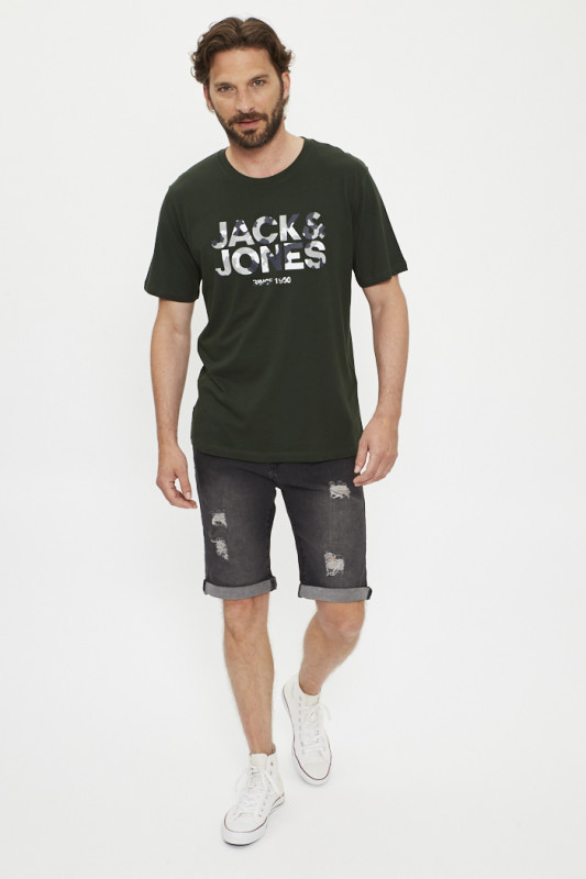 Short en jean noir délavé effet usé