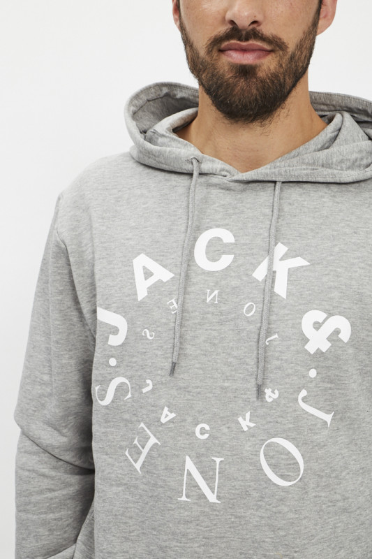 Jack & Jones sweat hood gris floqué